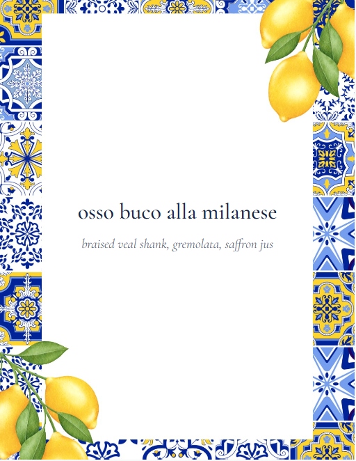 Italian menu label