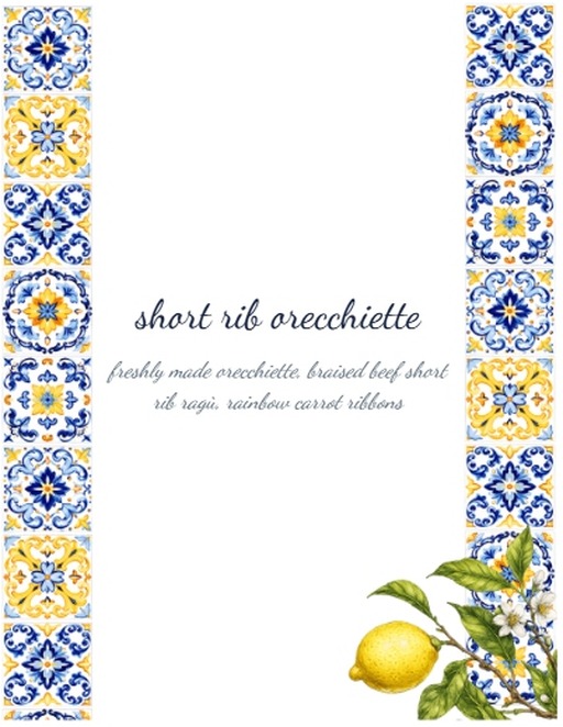 Italian menu label
